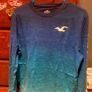 Hollister Long Sleeve, Blue/Green Color Size Medium